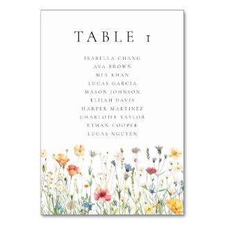 Watercolor Wildflower Wedding  Table Number テーブルナンバー
