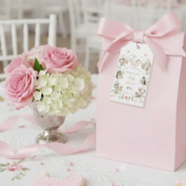 Watercolor Wildflower Woodland Animals Baby Shower ギフトタグ