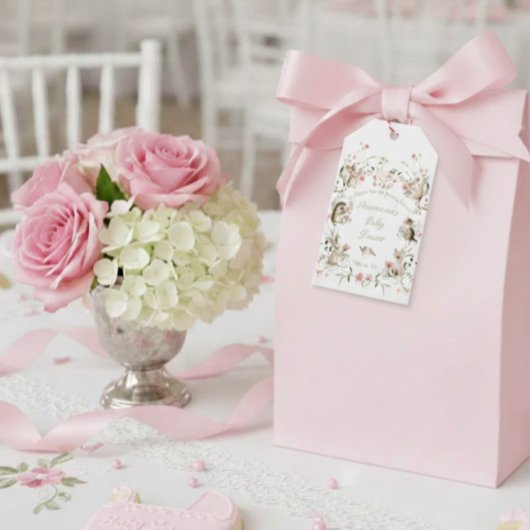 Watercolor Wildflower Woodland Animals Baby Shower ギフトタグ
