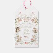 Watercolor Wildflower Woodland Animals Baby Shower ギフトタグ (正面)