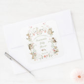Watercolor Wildflower Woodland Animals Baby Shower スクエアシール (封筒)