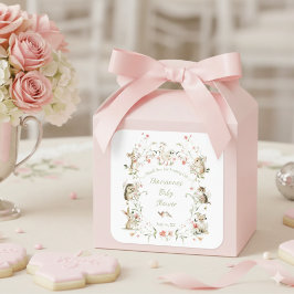 Watercolor Wildflower Woodland Animals Baby Shower スクエアシール