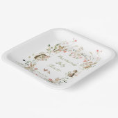 Watercolor Wildflower Woodland Animals Baby Shower ペーパープレート (傾斜あり)