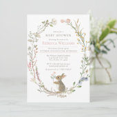 Watercolor Wildflower Woodland Rabbit Baby Shower 招待状 (スタンド正面)