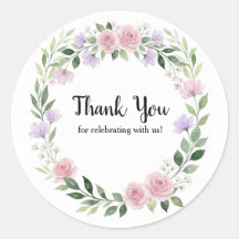 Watercolor Wildflower Wreath Baby Shower Thank You