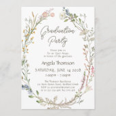Watercolor Wildflower Wreath photo graduation 招待状 (正面)