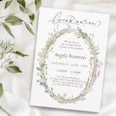 Watercolor Wildflower Wreath photo graduation 招待状