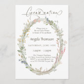 Watercolor Wildflower Wreath photo graduation 招待状 (正面)