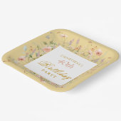Watercolor Wildflowers 40th Yellow Birthday ペーパープレート (傾斜あり)