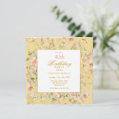 Watercolor Wildflowers 40th Yellow Birthday 招待状 (スタンド正面)
