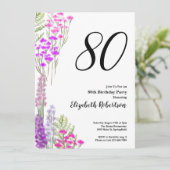 Watercolor Wildflowers 80th Birthday Invitation 招待状 (スタンド正面)