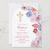 Watercolor Wildflowers Arch Baptism 招待状 (正面)