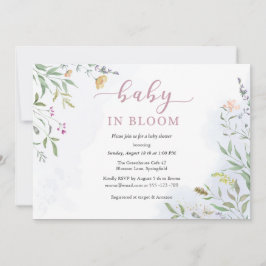 Watercolor Wildflowers Baby Shower Invitation 招待状