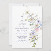 Watercolor Wildflowers Baptism Invitation 招待状 (正面)