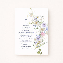 Watercolor Wildflowers Baptism Invitation 招待状