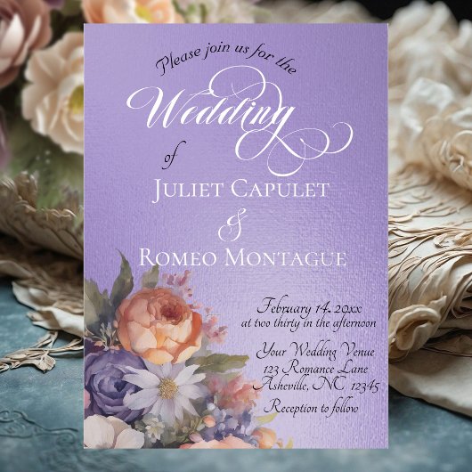 Watercolor Wildflowers - Blue Lilac 箔招待状