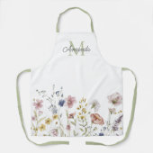 Watercolor Wildflowers Boho Stylish with Monogram エプロン (正面)