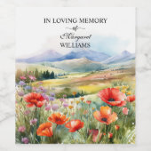 Watercolor Wildflowers Celebration Of Life Funeral ワインラベル (シングルラベル)