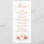 Watercolor Wildflowers Elegant Boho Wedding Menu メニュー (正面)