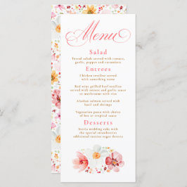 Watercolor Wildflowers Elegant Boho Wedding Menu メニュー