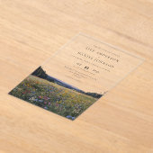 Watercolor Wildflowers Floral Meadow Wedding アクリル招待状 (レイダウン)
