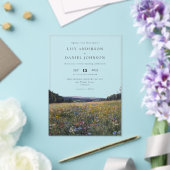 Watercolor Wildflowers Floral Meadow Wedding アクリル招待状 (インサイチュ (ウェディング))