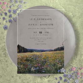 Watercolor Wildflowers Floral Meadow Wedding アクリル招待状