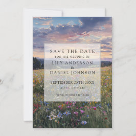 Watercolor Wildflowers Floral Meadow Wedding セーブザデート