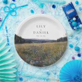 Watercolor Wildflowers Floral Meadow Wedding ペーパープレート (パーティー)