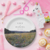 Watercolor Wildflowers Floral Meadow Wedding ペーパープレート (パーティー)