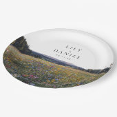 Watercolor Wildflowers Floral Meadow Wedding ペーパープレート (アングル)