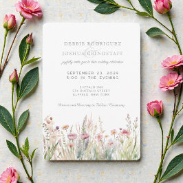 Watercolor Wildflowers Floral Wedding Invitation  招待状