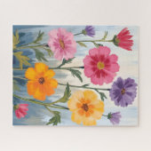 Watercolor Wildflowers | Flower Field Painting  ジグソーパズル (横)
