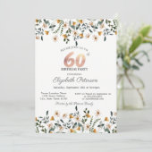 Watercolor Wildflowers Garden Party 60th Birthday 招待状 (スタンド正面)