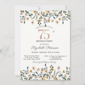 Watercolor Wildflowers Garden Party 75th Birthday 招待状 (正面)