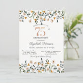 Watercolor Wildflowers Garden Party 75th Birthday 招待状 (スタンド正面)