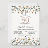 Watercolor Wildflowers Garden Party 80th Birthday 招待状 (正面)