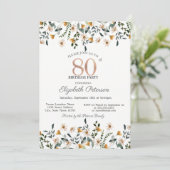 Watercolor Wildflowers Garden Party 80th Birthday 招待状 (スタンド正面)