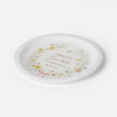 Watercolor Wildflowers Gold Cross First Communion ペーパープレート (アングル)