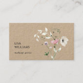 Watercolor Wildflowers Kraft 名刺 (正面)