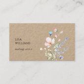 Watercolor Wildflowers Kraft 名刺 (正面)