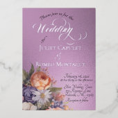 Watercolor Wildflowers - Lavender 箔招待状 (正面)