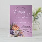 Watercolor Wildflowers - Lavender 箔招待状 (立ち正面)