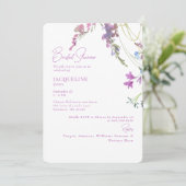 Watercolor Wildflowers Lavender Bridal Shower 招待状 (スタンド正面)
