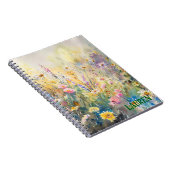 Watercolor Wildflowers Minimalist Name ノートブック (右側)