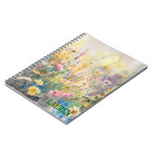 Watercolor Wildflowers Minimalist Name ノートブック (左側)