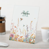 Watercolor Wildflowers Monogram Personalized Name 台座サイン (インサイチュ)