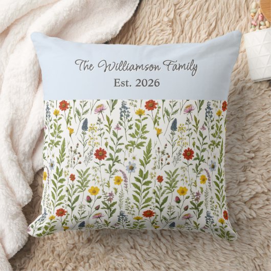 Watercolor Wildflowers Pattern Personalized クッション (ブランケット)