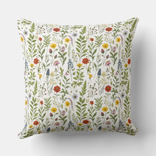 Watercolor Wildflowers Pattern Personalized クッション (裏面)