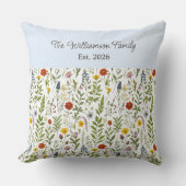 Watercolor Wildflowers Pattern Personalized クッション (正面)